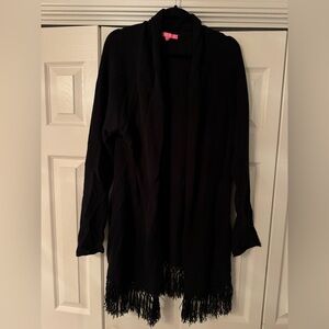 Lilly Pulitzer Black Long Sleeve Cardigan with Tassel Hem